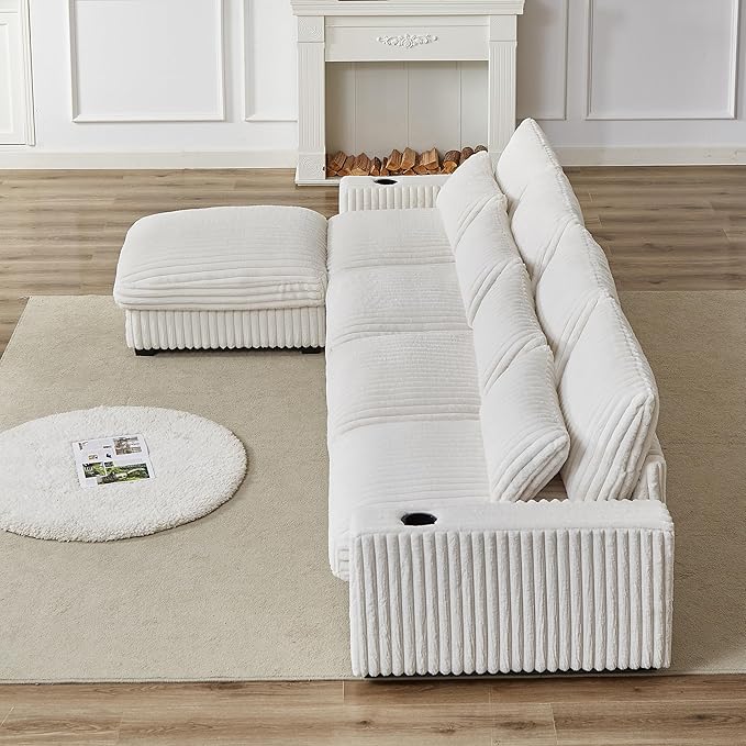 Eafurn L Shaped Modular Sectional Sofa Couch with Movable Ottoman