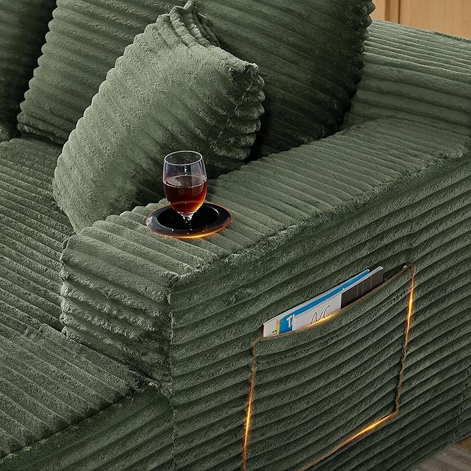 133.5 Modular Sectional Sofa with Movable Chaises Boneless Couches with Cup Holders for Living RoomOversized U Shaped Sectional Couch Modern Cloud Corner Sofa with Storage 6 Seater- Green