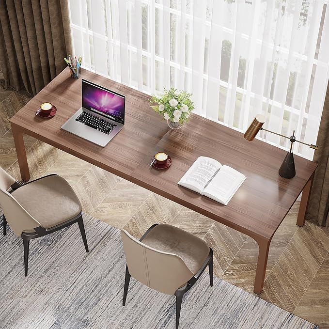 Tribesigns 2-Person Home Office Desk 78.7 Extra Long Computer Desk Double Workstation for Home Office Work Desk for Two People (Brown)
