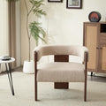 Christopher Knight Home Nettie Modern Accent Chair for Living Room Boucle Fabric Single Lounge Sofa Chair with Wooden Frame Comfy Reading Chair for Bedroom Lounge Armchair with Cushion Dark Beige