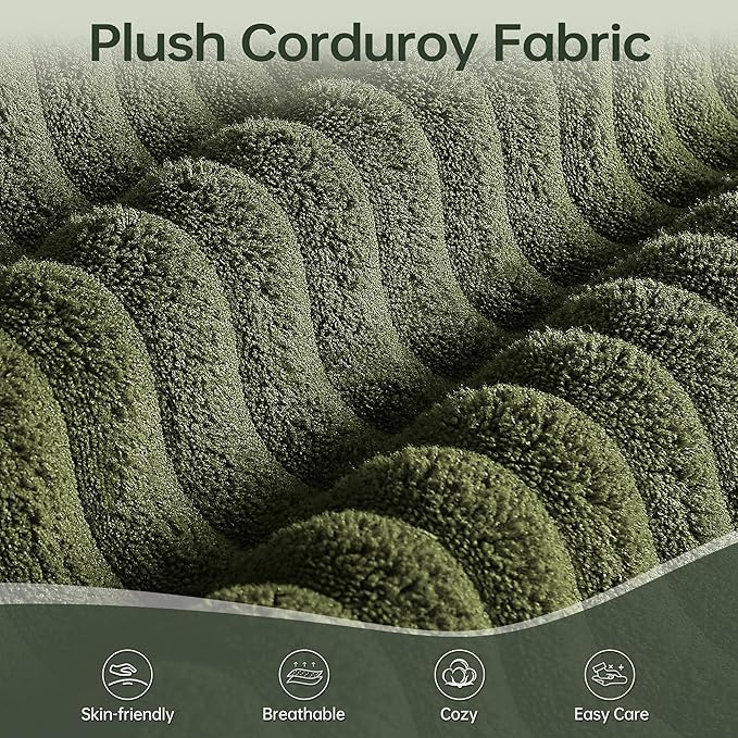 DURASPACE 108 Sectional Couch L Shaped Sofa Boneless Foam Cloud Couches with Chaise Fluffy Plush Corduroy Modular Couches for Living Room (Green Left Facing Chaise)