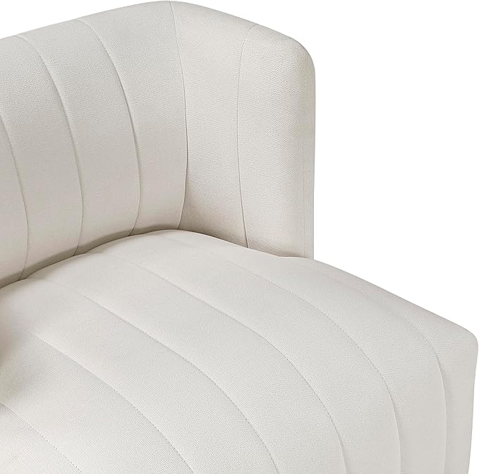 Lexicon Swivel Accent Chair Textured Fabric Upholstered 360 Degree Swivel Barrel Chair with Channel Tufted Comfort Seat for Living Room Bedroom Office Easy Assembly Beige