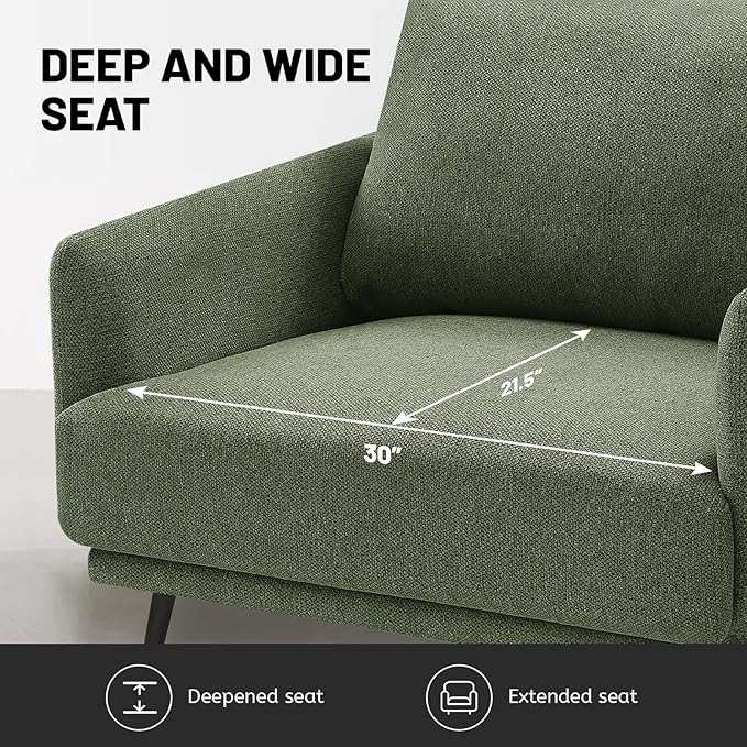 Oversized Accent Chair for Living Room Chairs Reading Arm Chair Comfy Modern Single Sofa Side Chairs with Metal Legs &amp Soft Cushion for Bedroom Waiting Room