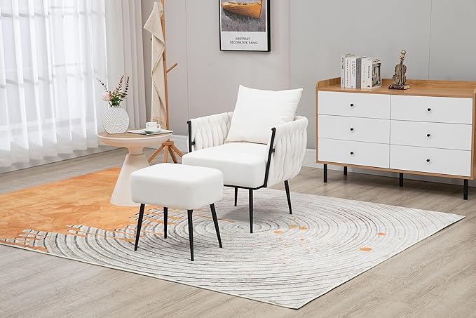 Velvet Accent Chair Modern Upholstered Armchair Tufted Chair with Metal Frame Single Leisure Chairs for Living Room