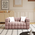 Modern Boucle Loveseat Couch for Living Room 61'' Sherpa Upholstered Sofa Couch Comfy Cloud Deep Seat Sofa Luxury Minimalist Plush Fluffy Couch for Small Apartment Office 2 Pillows Pink
