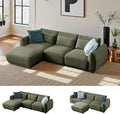 Sectional Sofa Couch Modern U Shaped Sectional Couch with Ottoman Modular Sectional Sofa Cloud Couches for Living Room (Green 3 Set + 1 Ottoman)