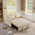 55.5 Corduroy Convertible Sofa Bed Pull Out Sleeper Sofa Bed Loveseat Couch with USB Charging Ports 3 in 1 Convertible Sleeper Sofa Bed for Living Room Apartment Bedroom RV Beige