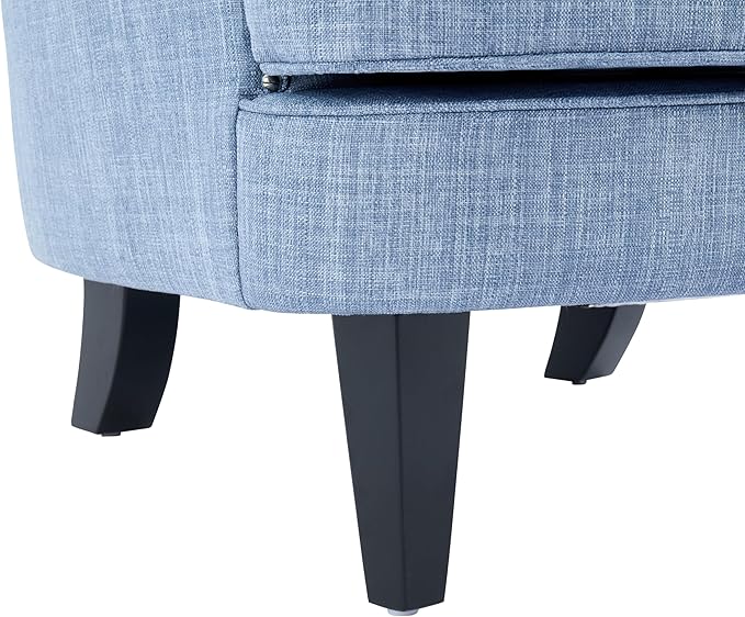 Ball &amp Cast Accent ChairMid-Century Lounge Living Room Chairs with Button TuftingUpholstered Reading Accent Chair W/Solid Wood Legs and Curved Backrestfor BedroomApartmentLight Blue