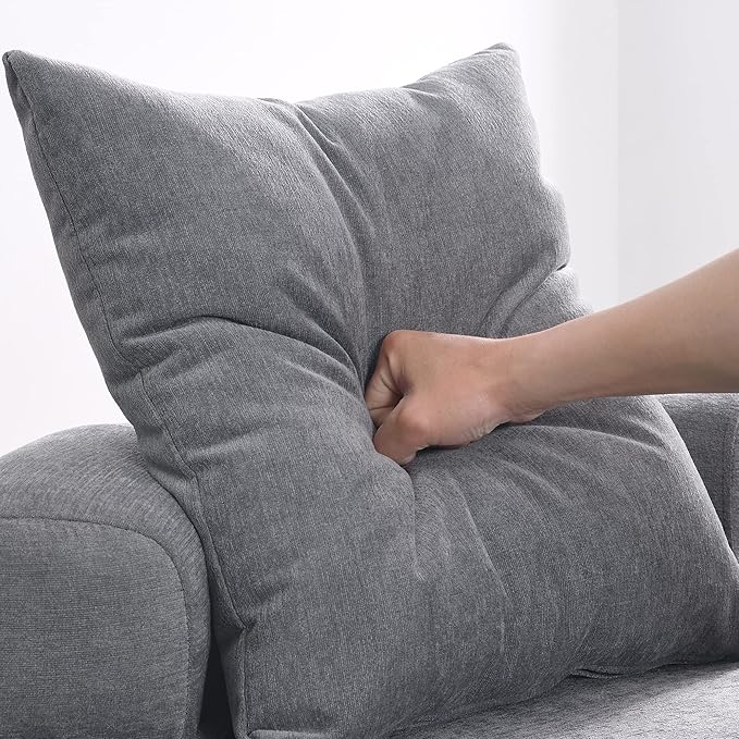 Generic 32 Solid Wood Lounge Chair with Pillow Easy to Move Modern Chenille Reading Chair High Stretch Round Sofa for Bedroom Living Room Lounge Hotel 3 Colors Light Gray