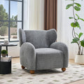Christopher Knight Home Aiden Boucle Wingback Accent Chair Fabric Upholstered Club Chair with Wooden Frame Comfy Reading Chair for Living Room/Bedroom Dusty Blue+Walnut