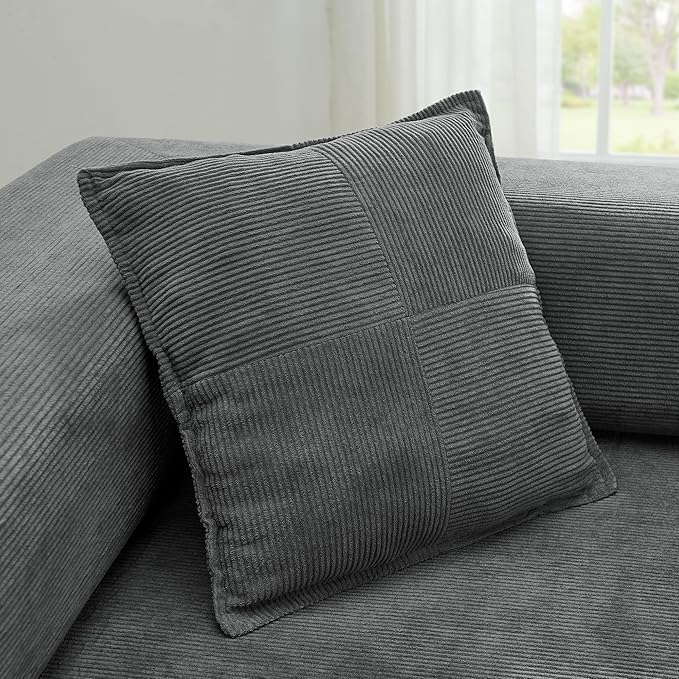 108 W Corduroy Modular Cloud Couch with Fixed-Shape Frame Oversized L-Shaped Sectional Sleeper Sofa Bed with Pull Out Bed No Assembly Modern Floor Boneless Couch for Living Room (Gray)