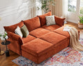 ABCASA 102.6 Luxury Modular Sleeper Sofa Bed 6 Seat Reversible Sectional Couch Deep Seat with Storage Chaises Removable Cover for Living Room Apartment - Chenille Terracotta Orange