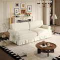 74'' Mid Century Sofa with Pleated Skirt Chenille Cloud Sectional Couch Comfy Love Seat Couches Deep Seat Rolled Arm Vintage Loveseat Sofa for Living Room Apartment Beige