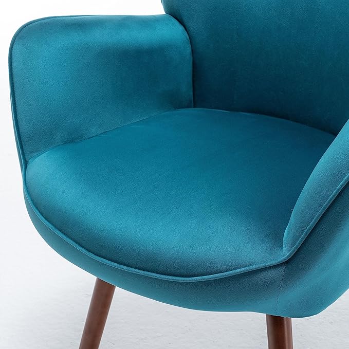 Chic Accent Arm Chairs for Living Room Bedroom or Home Office Button-Tufted Midcentury Armchair with Wingback Design and Splayed Legs Greynish Blue