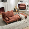 Mid-Century Modern Accent Chair 2-in-1 Foldable Sofa Couch Convertible Sleeper Bed Extra Wide Upholstered Armchair with 3 Pillows &amp Side Pocket for Living Room Bedroom (Orange)