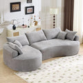126” Oversized Curved Sectional Sofa L Shaped Chenille Boneless Couch with Deep Seat &amp 7 Pillows for Living Room Bedroom No Assembly Required (Grey)