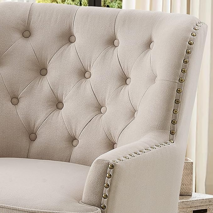 Rosevara Atlas Accent Chairs for Living Room &amp Bedroom Velvet Beige