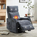 Manual Swivel Rocker Recliner Chair for Adults Overstuffed Reclining Glider Chair for Nursing with Vibration Massage &amp Heat Living Room Rocking Recliner 2-Stage backrest Chenille Fabric Blue
