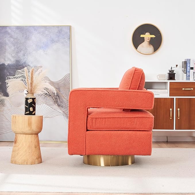 Swivel Barrel Chair for Living Room360 Degree Swivel Club Modern Accent Single Sofa Chair Small Leisure Arm Chair for Nursery Hotel Bedroom Office
