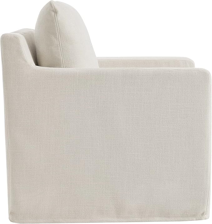 Modway Serene Swivel Accent Armchair in Salt - Modern Fabric Upholstered Chair - Slipcovered Armchair - Swivel Chair for Living Room or Bedroom