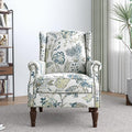 Lumibee High Back Accent Chair Set of 2 Armchair in FabricComfy Upholstered Wingback Single Sofa Reading Chairs with Solid Wood Legs for Living RoomBedroomOffice-Plants Blue