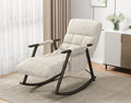 Teddy Rocking Chair for Living Room Bedroom Balcony Adjustable High Back and Footrest 5 Reclining Positions Soft and Comfortable White