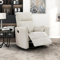 Lexicon Modern Swivel Glider Recliner Chair Nursery Glider Corduroy Fabric Upholstery Recliner with 2 Lumbar Pillows Manual Reclining Sofa Chair for Living Room/Office/Apartment Beige
