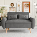 Vongrasig 48 Small Modern Loveseat Sofa Mid Century Soft Corduroy Fabric 2-Seat Sofa Couch Tufted Love Seat with Back Cushions and Tapered Legs for Living Room Bedroom and Small Space (Dark Gray)