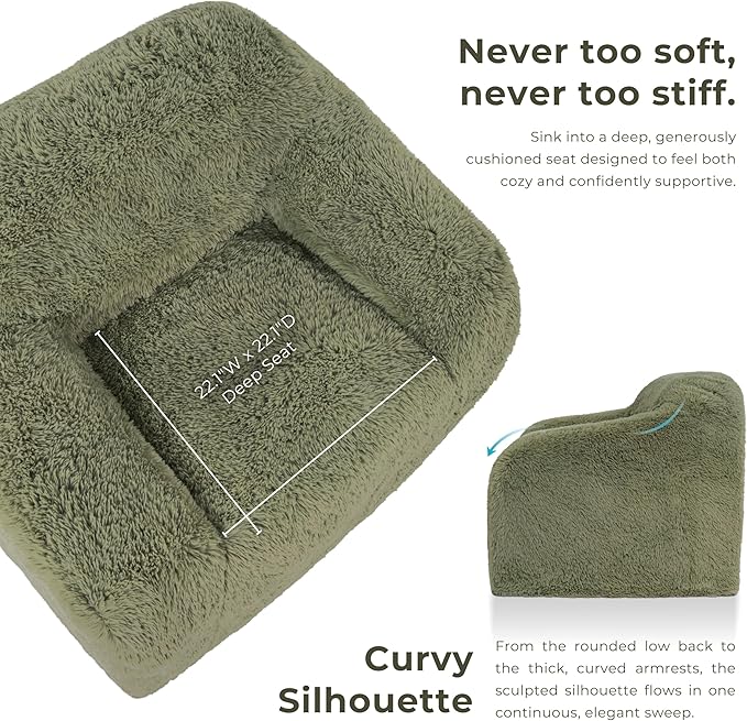 Furniture of America Fexon Modern Upholstered 1-Seater Foam Sofa Chair with Curved Arm Compressed Couch in a Box No Assembly Required for Living Room Home Theater and Office Sage Green