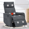 cinkehome Swivel Rocker Recliner Glider Rocker Recliner Chair for Nursery Manual Reclining Chair with Heated Massage Small Spaces Living Room Linen Dark Grey
