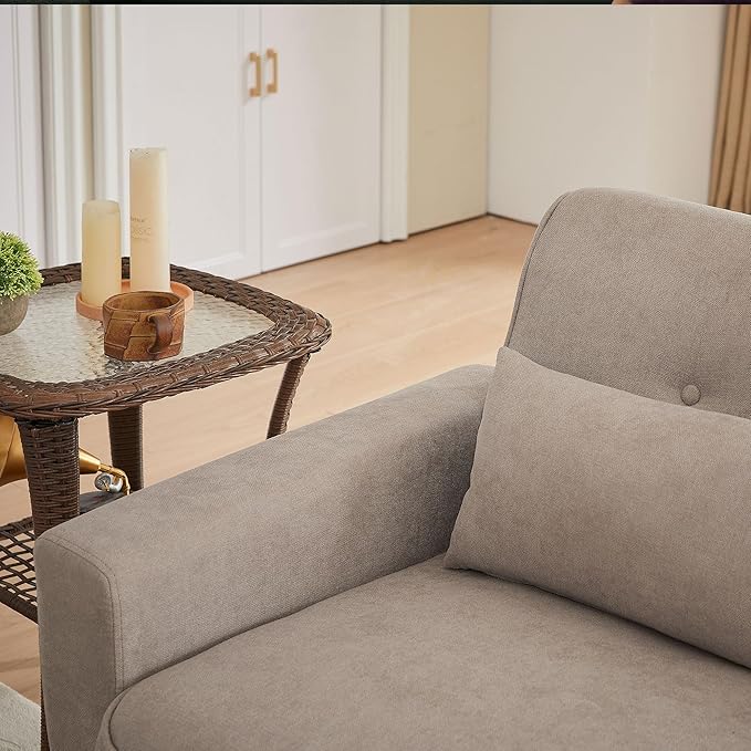 Small Loveseat Sofa 48 Mid Century Love Seat Couch Modern 2 Seat Tufted Couches with Throw Pillows for Living Room Apartment Bedroom Beige