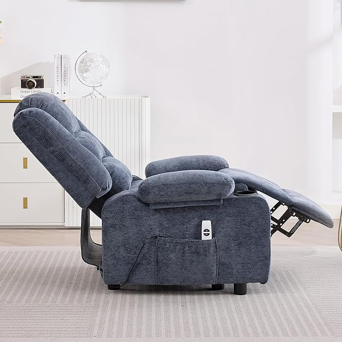 Power Recliner Chair with Cup Holders Electric Recliner Chair for Adults Living Room Reclining Chair Home Theater Seating Lounge Chair (1 Blue)