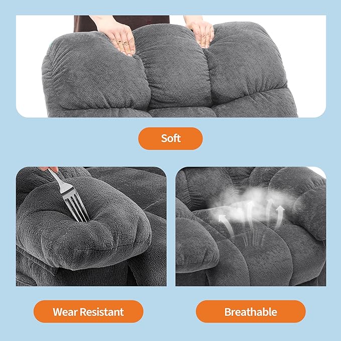 Manual Recliner ChairErgonomic Overstuffed Breathable Fabric Reclining Chair with Side Pocketsq235 Steel Frame Lazy Boy Recliner Single Sofa for Living Room Bedroom