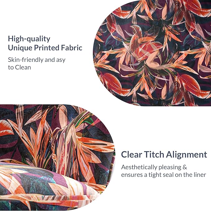 BELLEZE Modern Accent Chair High Back Floral Pattern Armchair with Metal Legs Upholstered Wingback Single Chair for Living Room Bedroom Office [Set of 2] - Holland (Red Floral)