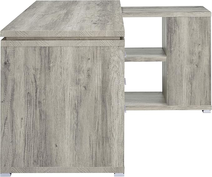 Coaster Home Furnishings - Yvette - Engineered Wood - 3-Drawer Computer Desk with File Cabinet and L-Shaped Desk with 5 Adjustable Compartments - Home Office - 60-Inch - Grey Driftwood - 801516