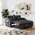 Loveseat Sofa Bed with USB Ports Phone Holder &amp Cup Holders | Convertible Futon Couch for Small Spaces Pull-Out Sleeper Sofa for Living Room &amp Apartments (Grey)