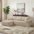 109-Inch L-Shaped Left Facing Boneless Corner Sofa 2 PCS Modular Sectional Cloud Sofa Couch with Chaise Lounge and Toss Pillow Corduroy Boneless L-Shaped Couches