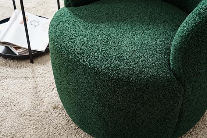 Green Teddy Swivel Accent Chair for Living Room Small Round Swivel Chairs with Metal Base for BedroomBarrel Chairs for Bedroom Corner Or Small Spaces Cozy (Green)
