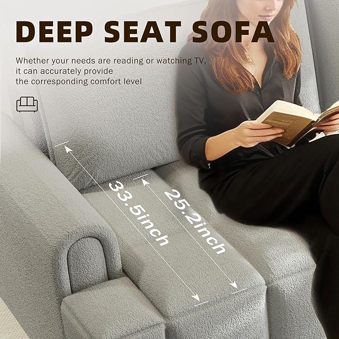 KEIKI 90.2 Space-Saving Convertible Sofa Bed – 3-in-1 Sleeper Couch with Deep Seats Storage Modern Teddy Fabric Sofa for Apartment Small Spaces Studio Living Multifunctional Sofa Bed with Wheels
