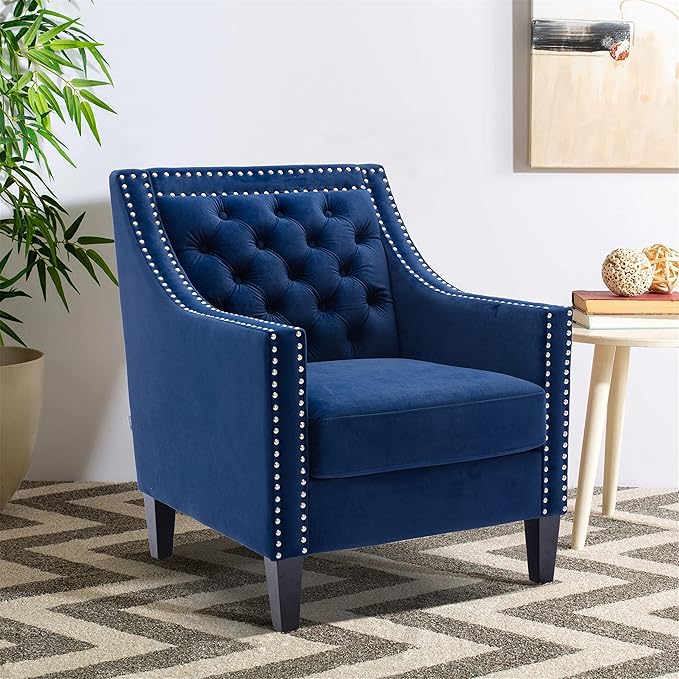 Accent Armchair Living Room Chair with Nailheads and Solid Wood Legs