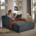 49.2Oversized Chaise Lounge Chair IndoorCorduroy Boneless Reading Chair with 3 PillowsDeep Seat Cloud Sofa BedComfy Modern Sleeper Chairs in Box for Living Room BedroomNo Assembly(Dark Grey)