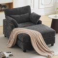 57.5 Oversized Chaise Lounge with Ottoman Indoor Grey Reading Chair with Ottoman &amp Sofa Bed Chenille Upholstered Comfy Sleeper Chair for Living Room Bedroom Office