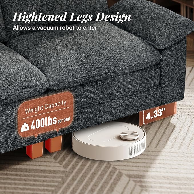 53.5 Cloud Modular Sectional Single Sofa Deep Seat Armchair with Plush Chenille &amp Removable Arms for Living Room Cyan