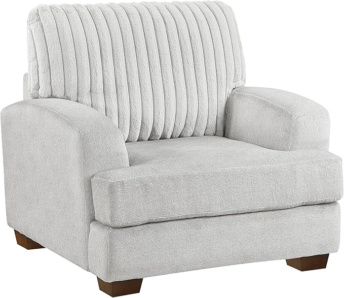 Lexicon Living Room Chair Modern Accent Chair Textured Microfiber Upholstered Armchair with Corduroy Fabric Back Pillow for Bedroom/Office/Waiting Room Light Gray