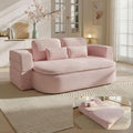 75'' Folding Sleeper Sofa Bed Convertible Memory Foam Boneless Couch Foldable Full Size Guest Bed Modern 2-in-1 Futon Floor Sleeper Sofa with 4 Pillows and Blanket (Teddy Pink2)