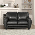 Homelegance 61.5W Rubin Modern Loveseat with Track Arms Foam Cushions Comfort 2 Seater Couch Faux Leather Love Seat for Living Room Apartment Office Easy Assembly Black