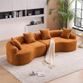 Oversized Sectional Sofa for Living Room 110 Modern Luxury Chenille 4-Seater Extra Deep &amp Wide Seat Curved Cloud Couch with 4 Throw Pillows No Assembly Needed Cream Orange