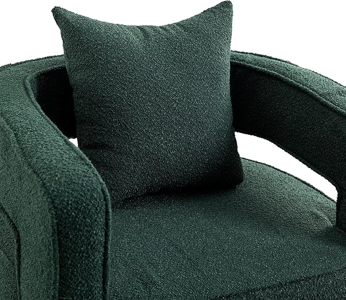 Mid Century Modern Boucle Swivel Accent Chair 2 Pack Comfy Open Back Sofa Chair with Black Wood Base for Nursery Bedroom Living Room Club Swivel Lounge Chairs (2pcs Chair Green)