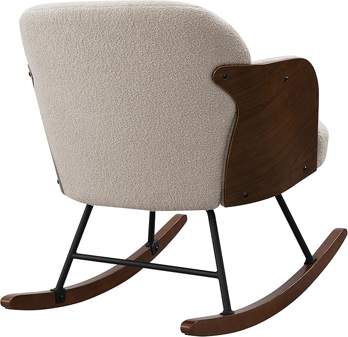 Coaster Home Furnishings - Paige - Wood - Upholstered Rocking Chair with Boucle Fabric Metal Legs and Foam Seat - Living Room or Nursery - Beige - 602625