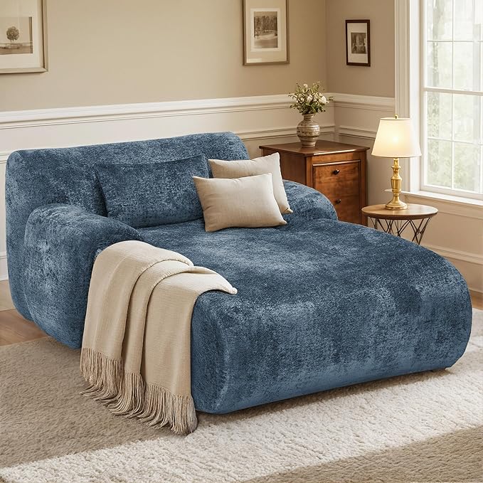 66 Inches Oversized Chaise Lounge Indoor No Assembly Required Single Sleeper Sofa Chair with Lumbar Pillow Upholstered Boneless Sofa Bed for Living Room Bedroom